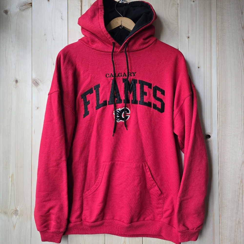 Calgary Flames Hockey Pullover Hoodie Red Black Mens Large